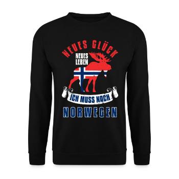Neues Glück Neues Leben Ich Muss Nach Norwegen - Unisex Pullover - Schwarz - Vorne - Alina (178cm) & Michal (187cm)
