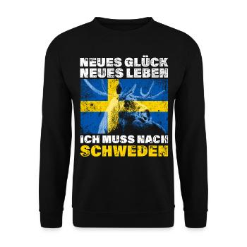 Ich Muss Nach Schweden Flagge Auswandern Urlaub - Unisex Pullover - Schwarz - Vorne - Alina (178cm) & Michal (187cm)