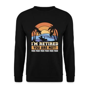 Pensionierung Geschenkidee Rente Arbeitskollege - Unisex Pullover - Schwarz - Vorne - Alina (178cm) & Michal (187cm)