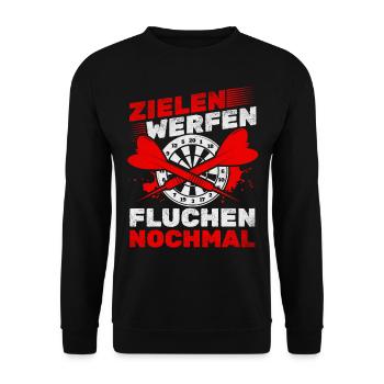 Darts Dartspiel Dart Spieler - Zielen Werfen - Unisex Pullover - Schwarz - Vorne - Alina (178cm) & Michal (187cm)