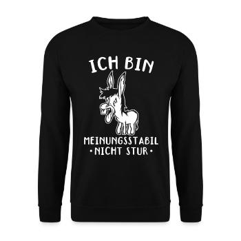 Ich Bin Meinungsstabil Nicht Stur Lustiger Esel - Unisex Pullover - Schwarz - Vorne - Alina (178cm) & Michal (187cm)