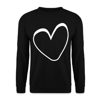 Simple White Heart - Unisex Sweatshirt - black - Front - Alina (178cm) & Michal (187cm)