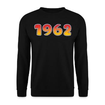 1962 Glücksjahr In Orange - Gelben Design - Unisex Pullover - Schwarz - Vorne - Alina (178cm) & Michal (187cm)