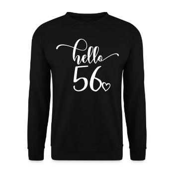 Hello 56 - Cadeau mignon de 56e anniversaire pour femmes - Sweat-shirt Unisexe - noir - Devant - Alina (178cm) & Michal (187cm)