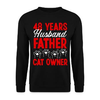 48 for Men Husband Father Day 48 Year Cat Dad - Unisex Sweatshirt - black - Front - Alina (178cm) & Michal (187cm)