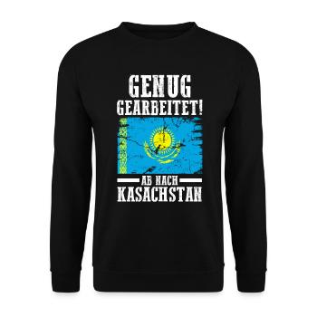 Urlaub Kasache Kasachstan - Unisex Pullover - Schwarz - Vorne - Alina (178cm) & Michal (187cm)