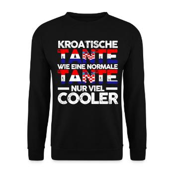 Kroatin Tante Kroatien - Unisex Pullover - Schwarz - Vorne - Alina (178cm) & Michal (187cm)