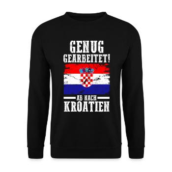 Urlaub Kroate Kroatien - Unisex Pullover - Schwarz - Vorne - Alina (178cm) & Michal (187cm)