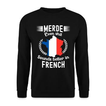 Frankreich Flagge France Paris Marseille French - Unisex Pullover - Schwarz - Vorne - Alina (178cm) & Michal (187cm)
