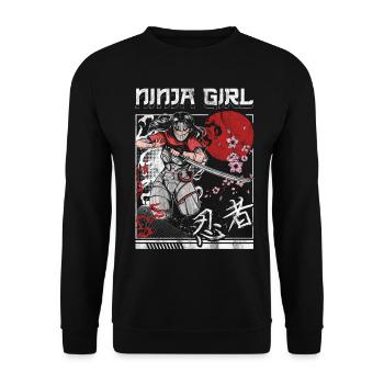 Ninja Geschenk Karate Ninjutsu Judo Samurai Japan - Unisex Pullover - Schwarz - Vorne - Alina (178cm) & Michal (187cm)