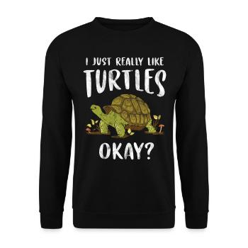 Turtle Relaxed Chill Sea Ocean Beach - Unisex Sweatshirt - black - Front - Alina (178cm) & Michal (187cm)