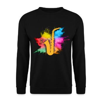Jazz Cadeau Saxophone Instrument de Musique Musique à Vent - Sweat-shirt Unisexe - noir - Devant - Alina (178cm) & Michal (187cm)