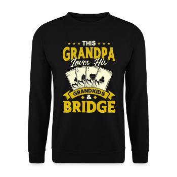 Grandpa loves his grandchildren and Bridge - Unisex Sweatshirt - black - Front - Alina (178cm) & Michal (187cm)