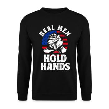 De vrais hommes se tiennent la main des presses à bras - Sweat-shirt Unisexe - noir - Devant - Alina (178cm) & Michal (187cm)