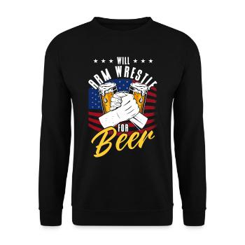 Will Arm Wrestle pour Beer Arm Press - Sweat-shirt Unisexe - noir - Devant - Alina (178cm) & Michal (187cm)