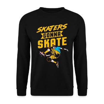Skateboard Kickflip Geschenk Longboard Sk8er Sk8 - Unisex Pullover - Schwarz - Vorne - Alina (178cm) & Michal (187cm)
