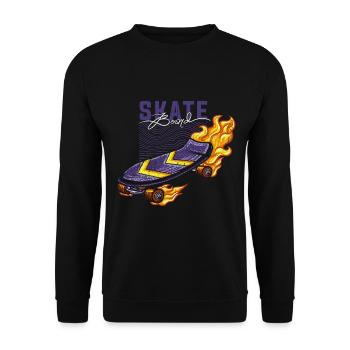 Skater Skateboard Gift Halfpipe Sk8 Ollie - Unisex Sweatshirt - black - Front - Alina (178cm) & Michal (187cm)