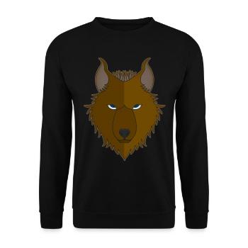 Wolfskopf wildes Tier Motiv Wolfsmotiv Aufdruck - Unisex Pullover - Schwarz - Vorne - Alina (178cm) & Michal (187cm)