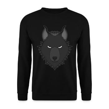 Wolfskopf wildes Tier Motiv Wolfsmotiv Aufdruck - Unisex Pullover - Schwarz - Vorne - Alina (178cm) & Michal (187cm)