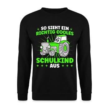 Richtig Cooles Schulkind Schulbeginn - Unisex Pullover - Schwarz - Vorne - Alina (178cm) & Michal (187cm)