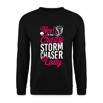 Storm Chaser Hurricane Meteorology - Unisex Pullover - Schwarz - Vorne - Alina (178cm) & Michal (187cm)