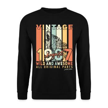 Août 1987 Vœux d’anniversaire - Sweat-shirt Unisexe - noir - Devant - Alina (178cm) & Michal (187cm)