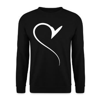 Halbes Weises Herz Simpel - Unisex Pullover - Schwarz - Vorne - Alina (178cm) & Michal (187cm)