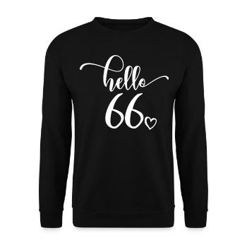 Hello 66 - Cute 66th Birthday Gift For Women - Unisex Sweatshirt - black - Front - Alina (178cm) & Michal (187cm)