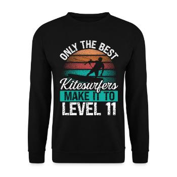 11 Kitesurf Level 11 Year Retro Kiteboarding - Unisex Pullover - Schwarz - Vorne - Alina (178cm) & Michal (187cm)