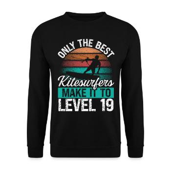19 Kitesurf Level 19 Year Retro Kiteboarding - Unisex Pullover - Schwarz - Vorne - Alina (178cm) & Michal (187cm)