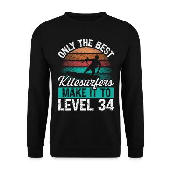 34 Kitesurf Niveau 34 Ans Rétro Kitesurf - Sweat-shirt Unisexe - noir - Devant - Alina (178cm) & Michal (187cm)
