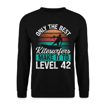 42 Kitesurf Niveau 42 Ans Rétro Kitesurf - Sweat-shirt Unisexe - noir - Devant - Alina (178cm) & Michal (187cm)