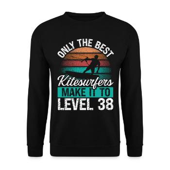 38 Kitesurf Level 38 Year Retro Kiteboarding - Unisex Pullover - Schwarz - Vorne - Alina (178cm) & Michal (187cm)