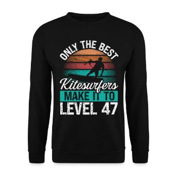 47 Kitesurf Niveau 47 Ans Rétro Kitesurf - Sweat-shirt Unisexe - noir - Devant - Alina (178cm) & Michal (187cm)