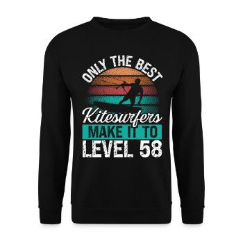 58 Kitesurf Level 58 Year Retro Kiteboarding - Unisex Sweatshirt - black - Front - Alina (178cm) & Michal (187cm)