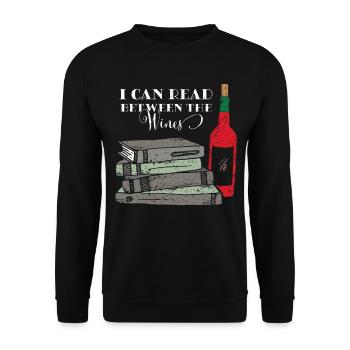 Bücher Lesen Wein Weinliebhaber Bücherwurm Buch - Unisex Pullover - Schwarz - Vorne - Alina (178cm) & Michal (187cm)