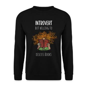 Bücher Buchclub Introvertiert Bücherwurm Leseratte - Unisex Pullover - Schwarz - Vorne - Alina (178cm) & Michal (187cm)