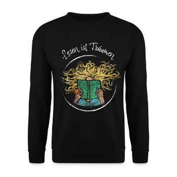 Lesen Träumen Bücher Literatur Romane Leseratte - Unisex Pullover - Schwarz - Vorne - Alina (178cm) & Michal (187cm)