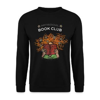 Buchclub Lesen Bücherwurm Leseratte Bücher - Unisex Pullover - Schwarz - Vorne - Alina (178cm) & Michal (187cm)