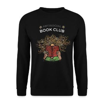 Buchclub Lesen Literatur Bücherwurm Leseratte - Unisex Pullover - Schwarz - Vorne - Alina (178cm) & Michal (187cm)
