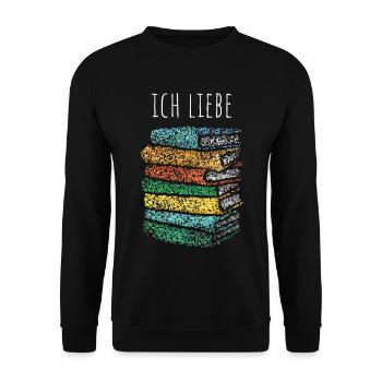 Ich liebe Bücher Buchclub Lesen Buch Buchliebhaber - Unisex Pullover - Schwarz - Vorne - Alina (178cm) & Michal (187cm)