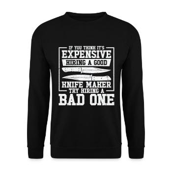 Knifemaking Knife Making Bladesmith Smithing Knife - Unisex Sweatshirt - black - Front - Alina (178cm) & Michal (187cm)