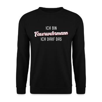 Feuerwehrmann - Unisex Pullover - Schwarz - Vorne - Alina (178cm) & Michal (187cm)