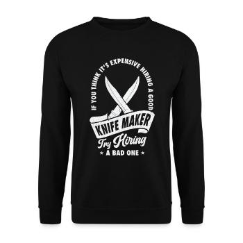 Messer Selbst Schmieden Damast Stahl Schmied - Unisex Pullover - Schwarz - Vorne - Alina (178cm) & Michal (187cm)