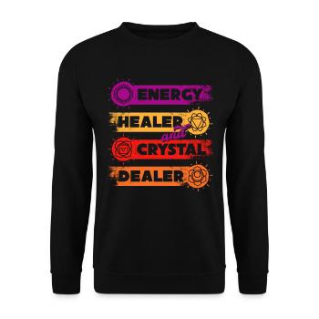 Energiemedizin Heilen Positive Energie Kristalle - Unisex Pullover - Schwarz - Vorne - Alina (178cm) & Michal (187cm)