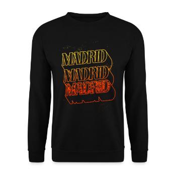 Madrid Spanien Stadt Skyline Heimat Schrift - Unisex Pullover - Schwarz - Vorne - Alina (178cm) & Michal (187cm)