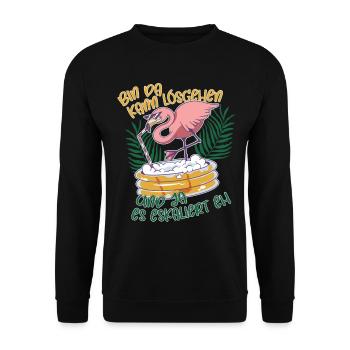 Flamingo bin da kann losgehen ja es eskaliert eh - Unisex Pullover - Schwarz - Vorne - Alina (178cm) & Michal (187cm)
