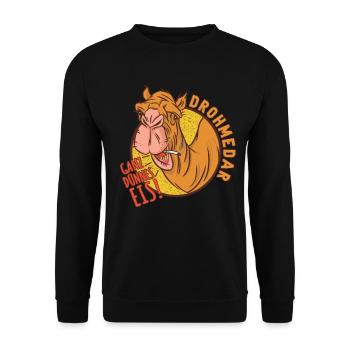 Kamel Dromedar Ganz dünnes Eis Wortspiel DROHmedar - Unisex Pullover - Schwarz - Vorne - Alina (178cm) & Michal (187cm)