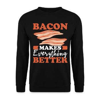 Bacon makes everything better Meat lover Bacon - Unisex Sweatshirt - black - Front - Alina (178cm) & Michal (187cm)