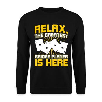 The biggest bridge player is here - Unisex Sweatshirt - black - Front - Alina (178cm) & Michal (187cm)